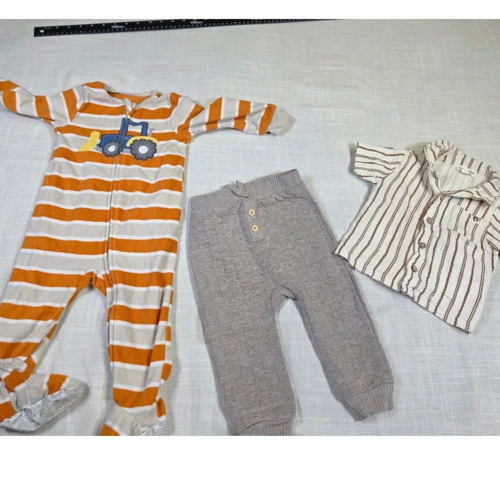 Baby Boy 18M Clothes Lot Rabbit Bear Organic Stripe Shirt Ribbed Pants Sleeper